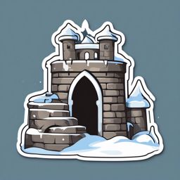 Snow fort sticker- Cold and fortress-like, , sticker vector art, minimalist design