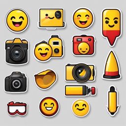 Camera Flash and Smiling Face Emoji Sticker - Capturing smiles, , sticker vector art, minimalist design