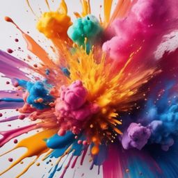 Watercolor paint explosions top view, product photoshoot realistic background, hyper detail, high resolution