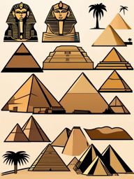 Cairo clipart - Pyramids of Giza and Sphinx in Egypt,  color clipart, vector art