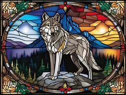 Stained Glass Wolf - Capture the spirit of the wilderness with stained glass wolf designs, featuring these majestic creatures in vibrant and captivating compositions.  