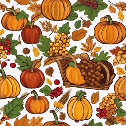 Autumn Harvest Cornucopia clipart - Cornucopia full of harvest, ,vector color clipart,minimal