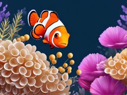 Clownfish Clipart - Clownfish swimming among the colorful anemones , minimal, 2d