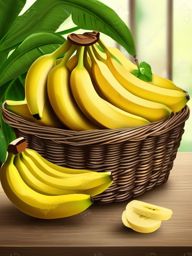 Banana Clipart, Ripe and yellow bananas in a fruit basket. 