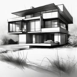 sketch drawing of house  minimal rough sketch scribbles,doodles,black and white