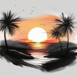 sketch of a sunset  minimal rough sketch scribbles,doodles,black and white