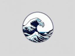 kanagawa wave tattoo  simple color tattoo,white background,minimal