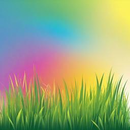 Grass clipart - grass under a bright rainbow  color,minimalist,vector clipart