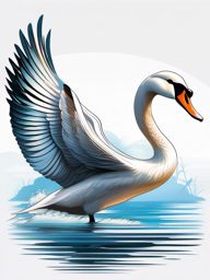 Swan Tattoo - Swan gliding gracefully on a serene lake  color tattoo design, clean white background