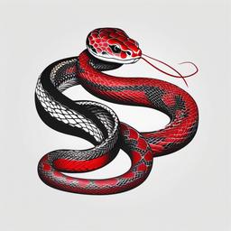 japanese red snake tattoo  simple color tattoo,white background,minimal