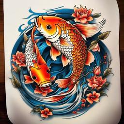 koi fish and butterfly tattoo  