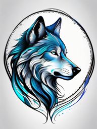 Wolf Tattoo,majestic wolf, the embodiment of strength and freedom, captured in a timeless work of art. , color tattoo design, white clean background