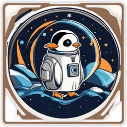 Penguin Astronaut Spaceship Sticker - A penguin astronaut exploring space in a futuristic spaceship. ,vector color sticker art,minimal