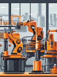 Robot Manufacturing Plant clipart - Robot manufacturing facility, ,vector color clipart,minimal