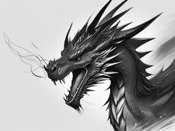 drawing of a thunder dragon  minimal rough sketch scribbles,doodles,black and white