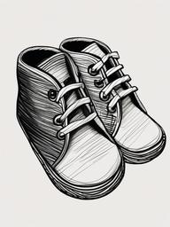 drawing of children's shoes  minimal rough sketch scribbles,doodles,black and white