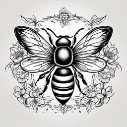 bee tattoo black and white  vector tattoo design
