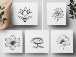 Family Birth Flower Tattoos - Tattoos representing the birth flowers of family members.  simple color tattoo,minimalist,white background