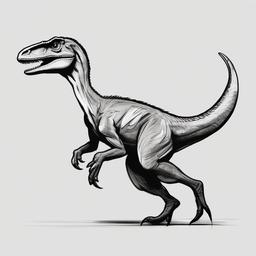 drawing of a Velociraptor dinosaur  minimal rough sketch scribbles,doodles,black and white