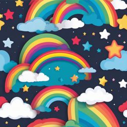 Rainbow stars and clouds sticker, Colorful , sticker vector art, minimalist design