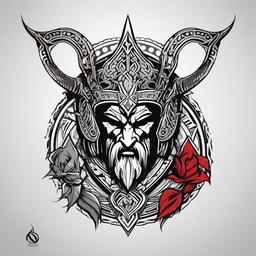 God of War Norse Tattoos - Tattoos inspired by Norse mythology from the 'God of War' series.  simple color tattoo design,white background