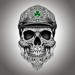 irish skull tattoo  simple color tattoo,minimal,white background