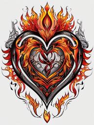 heart of fire tattoo  simple color tattoo,white background