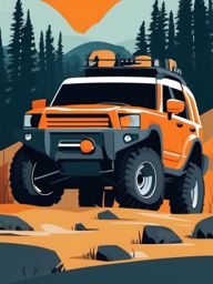 SUV Off-Road Adventure Clipart - An SUV ready for off-road adventure.  color vector clipart, minimal style