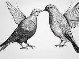 drawing of a pair of doves  minimal rough sketch scribbles,doodles,black and white