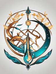 sagittarius and pisces tattoo  simple vector color tattoo