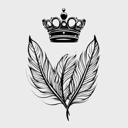 Crown and Feather Tattoo - Combination of a crown and feather.  simple vector tattoo,minimalist,white background