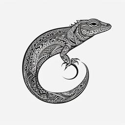 maori lizard tattoo  simple color tattoo,minimalist,white background