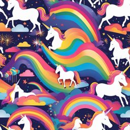 Rainbow Unicorn Clip Art - A vibrant and colorful assortment of unicorn clip art featuring rainbows and magic.  vector art, clipart, minimal