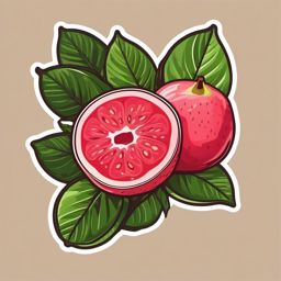 Guava Sticker - Tropical and fragrant, a guava-hued treat for your senses, , sticker vector art, minimalist design