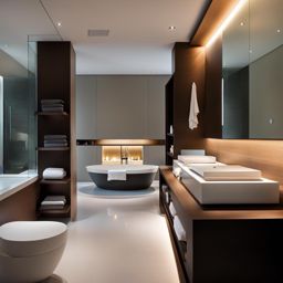 modern bathroom with clean lines and a spa-like ambiance. 