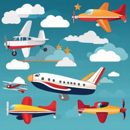 Airplane Clipart, Planes soaring high in the sky. 