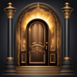 door clipart - a magical door that opens to different worlds with each turn of the knob 