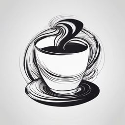 Coffee cup line art ink: Delicate strokes portraying simplicity.  black and white tattoo style