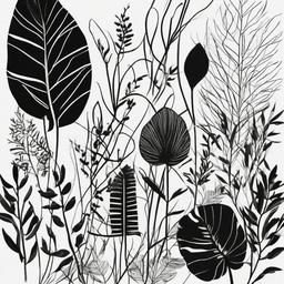 drawing of plants  minimal rough scribbles,doodles,black and white