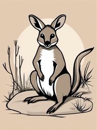 Cute Wallaby in the Outback  clipart, simple