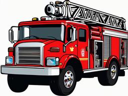 Fire Truck clipart - fire truck with a siren and lights  color,minimalist,vector clipart