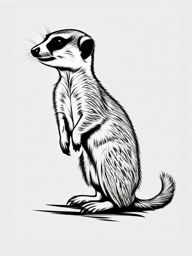 Meerkat Tattoo - Alert meerkat standing on its hind legs  few color tattoo design, simple line art, design clean white background