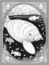 Sea Animal Coloring Pages - Manatee lounging in warm waters  simple coloring pages