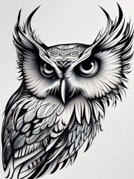 Owl tattoo, Wise owl tattoo, a tribute to knowledge and intuition. , tattoo color art, clean white background