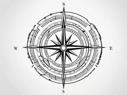 Cool Compass Tattoo - Unique and fashionable compass tattoos.  simple vector tattoo,minimalist,white background