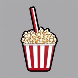 Popcorn box and soda cup with straw sticker- Movie night treats, , sticker vector art, minimalist design