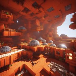 mars colony with biodomes for terraforming experiments - minecraft house design ideas minecraft block style