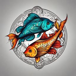 pisces astrological sign tattoo  simple vector color tattoo