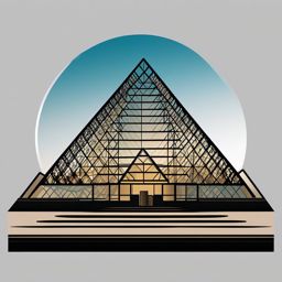 Louvre Pyramid sticker- Glass pyramid entrance to the Louvre Museum in Paris, , sticker vector art, minimalist design