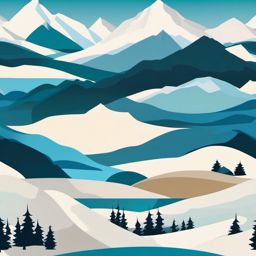 Winter Landscape clipart - Expansive winter landscape with mountains, ,vector color clipart,minimal